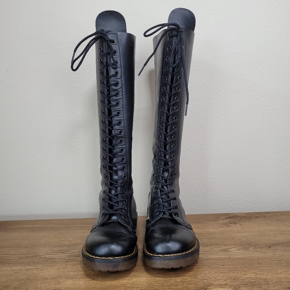 Vintage 80s Dr. Martens 20 Eye RARE New Insoles & Laces Black Leather Sz 7 - Picture 6 of 17